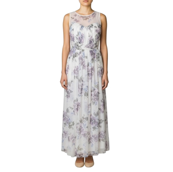 candalite Dresses & Skirts - Candalite Dusty Pink Floral Mesh High Neck Maxi Dress Women's Size S